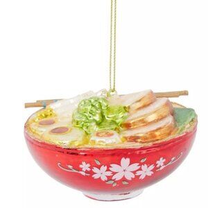 Ramen Bowl Glass Christmas Ornament‎ With Chopsticks pho noodle soup